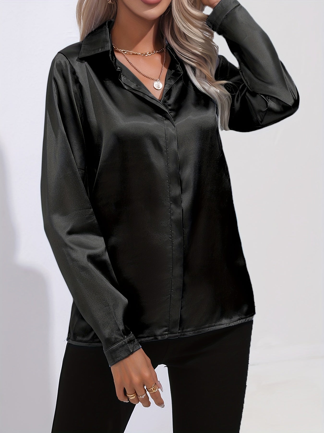 Lange mouwen blouse dames – Elegante blouse met comfortabele pasvorm en stijlvol design