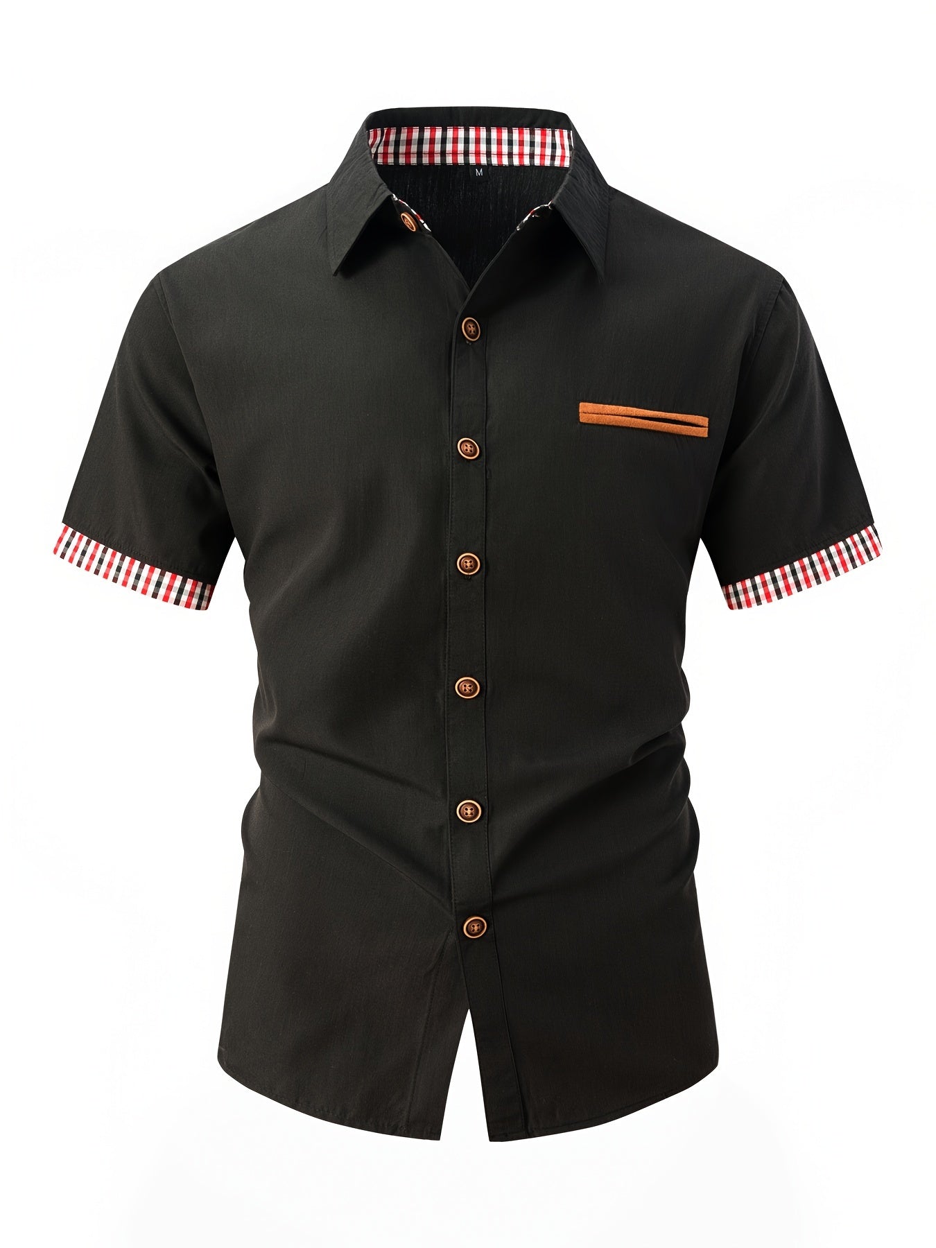 Heren overhemd korte mouwen – Gestreepte kraag casual shirt voor mannen