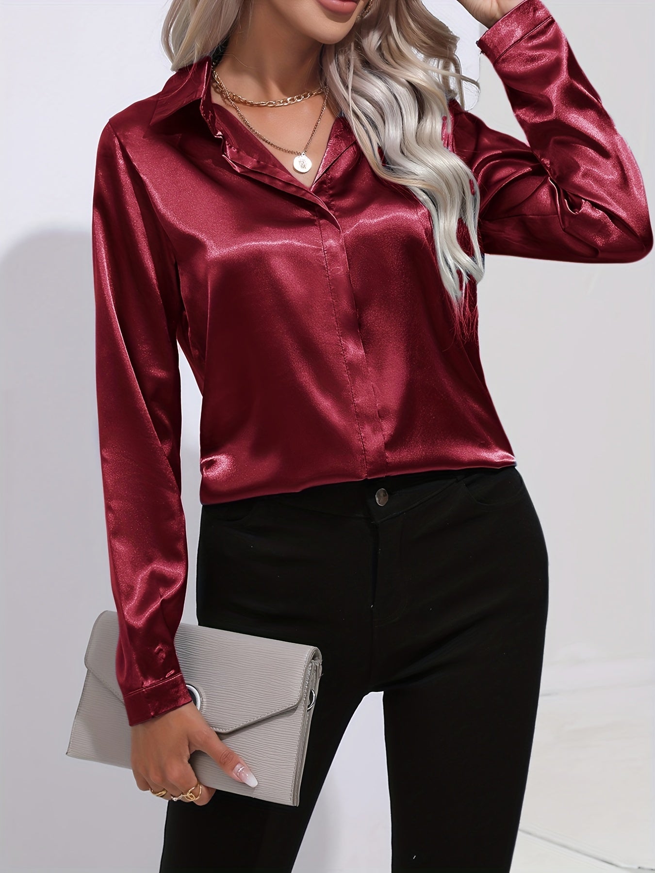 Lange mouwen blouse dames – Elegante blouse met comfortabele pasvorm en stijlvol design