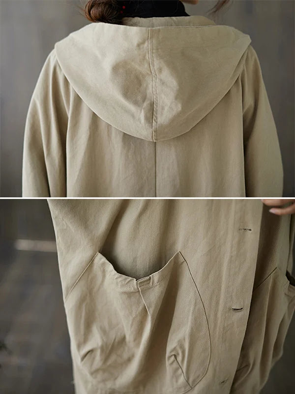 Trenchcoat Dames met Kapuze – Stijlvolle Waterdichte Lange Jas voor Herfst