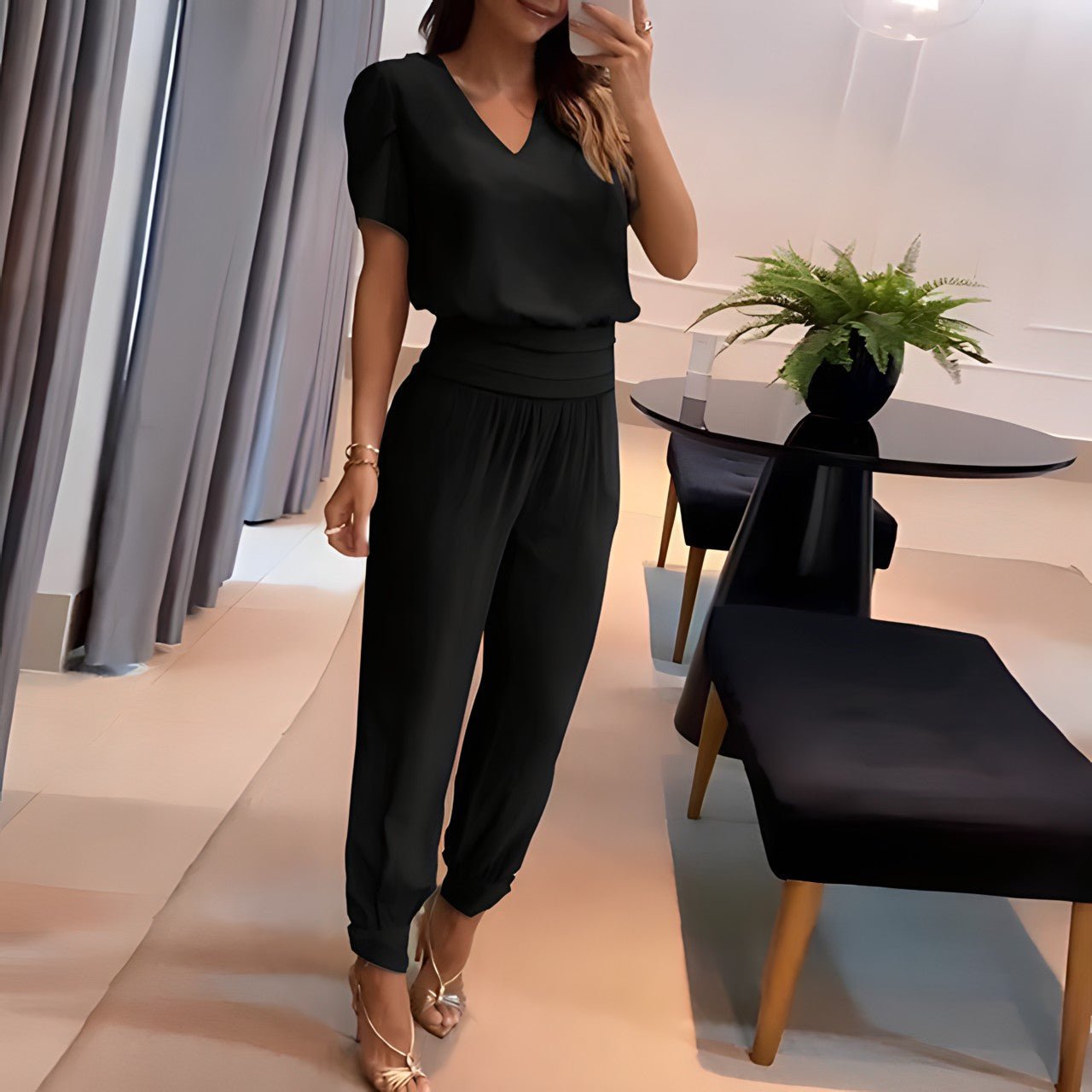 Dames blouse en broek set – Elegante outfit voor casual en feestelijke gelegenheden