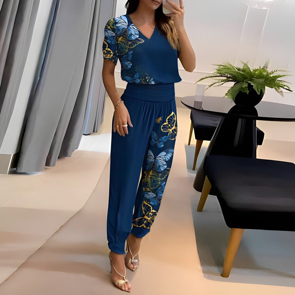 Dames blouse en broek set – Elegante outfit voor casual en feestelijke gelegenheden