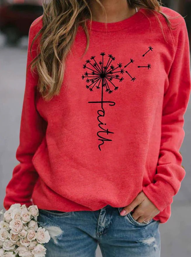 Casual trui dames – Comfortabele trui met Faith-print voor dagelijks gebruik