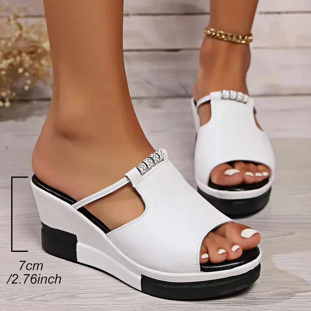 Hakken Sandalen Dames - Open Ontwerp - Gladde Synthetische Casual Schoenen