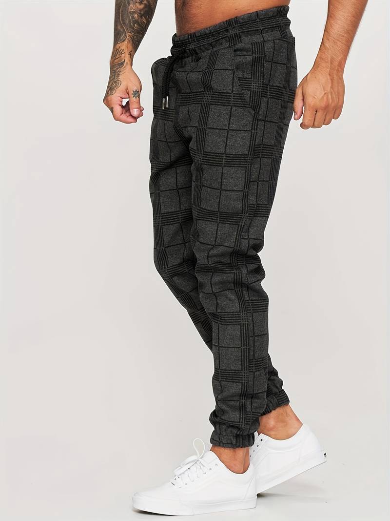 Joggingbroek Heren – Geruite Sportbroek van Katoen met Comfortabele Pasvorm