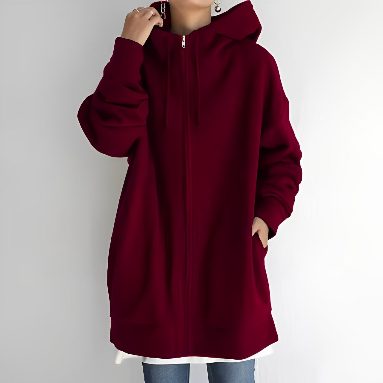Kapuzenjacke Dames – Lange en comfortabele hoodie voor casual stijl