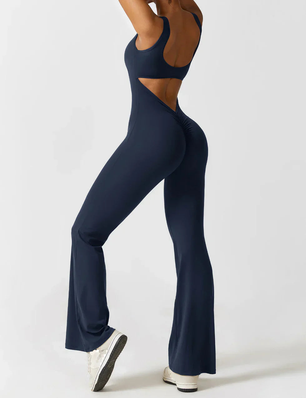 Jumpsuit dames - Flared V-back jumpsuit met elegante snit voor feesten