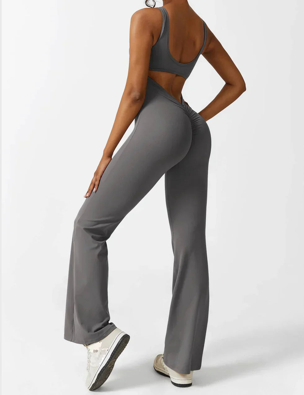 Jumpsuit dames - Flared V-back jumpsuit met elegante snit voor feesten