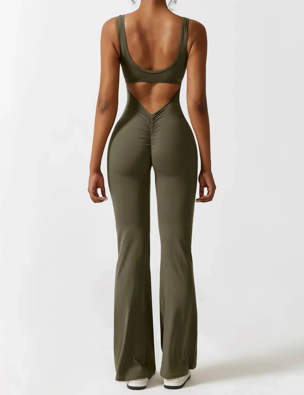 Jumpsuit dames - Flared V-back jumpsuit met elegante snit voor feesten
