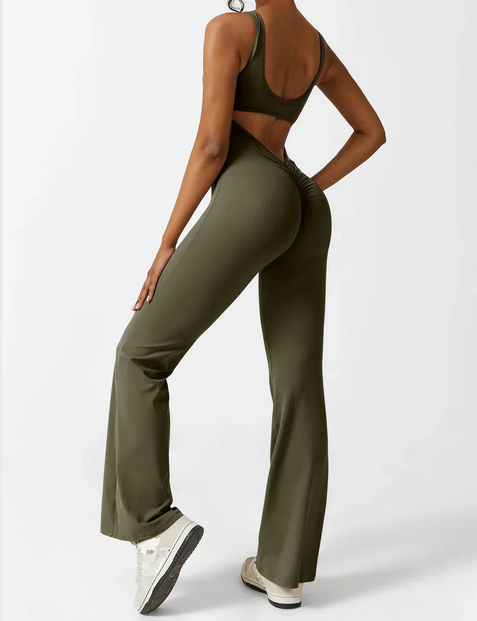 Jumpsuit dames - Flared V-back jumpsuit met elegante snit voor feesten