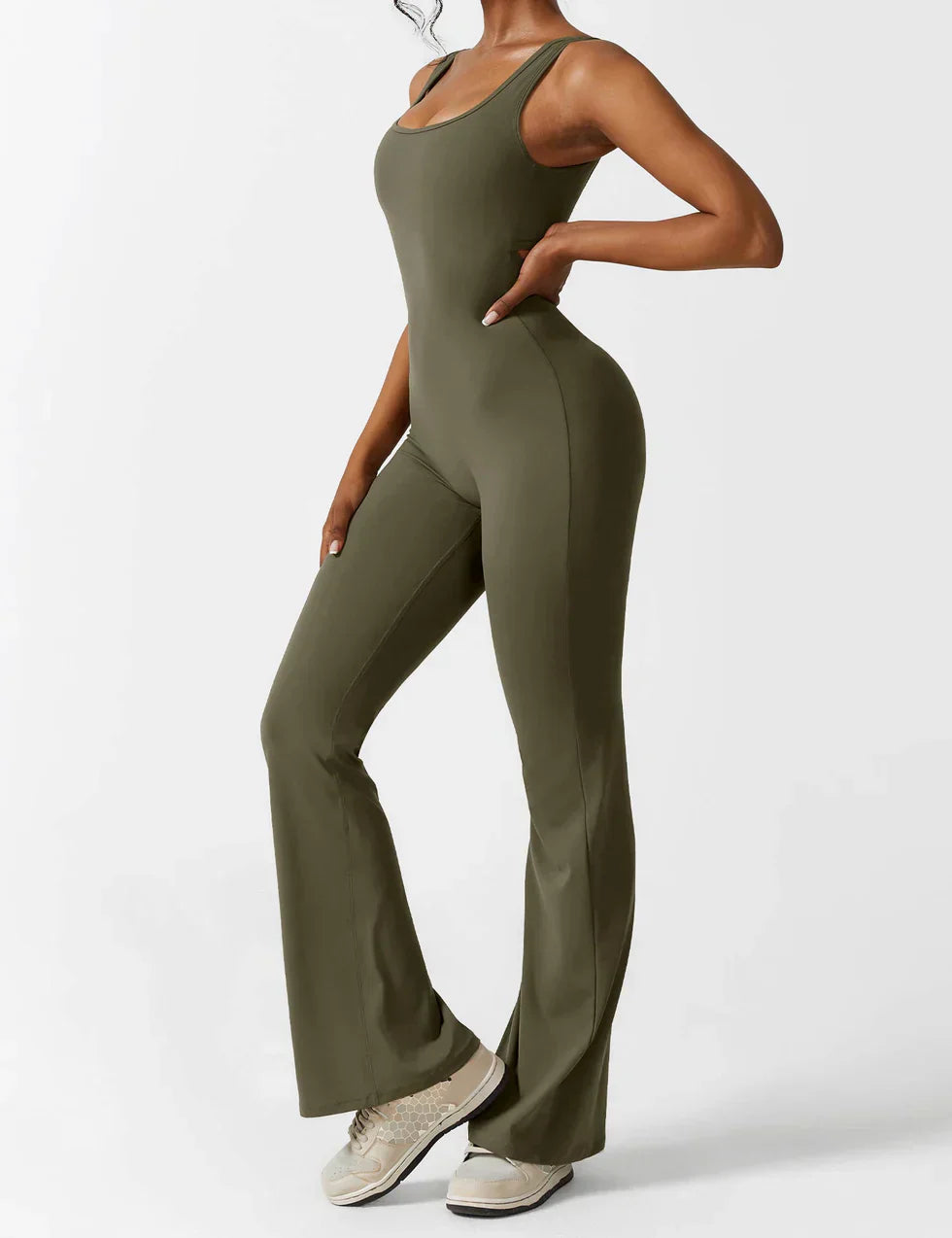 Jumpsuit dames - Flared V-back jumpsuit met elegante snit voor feesten