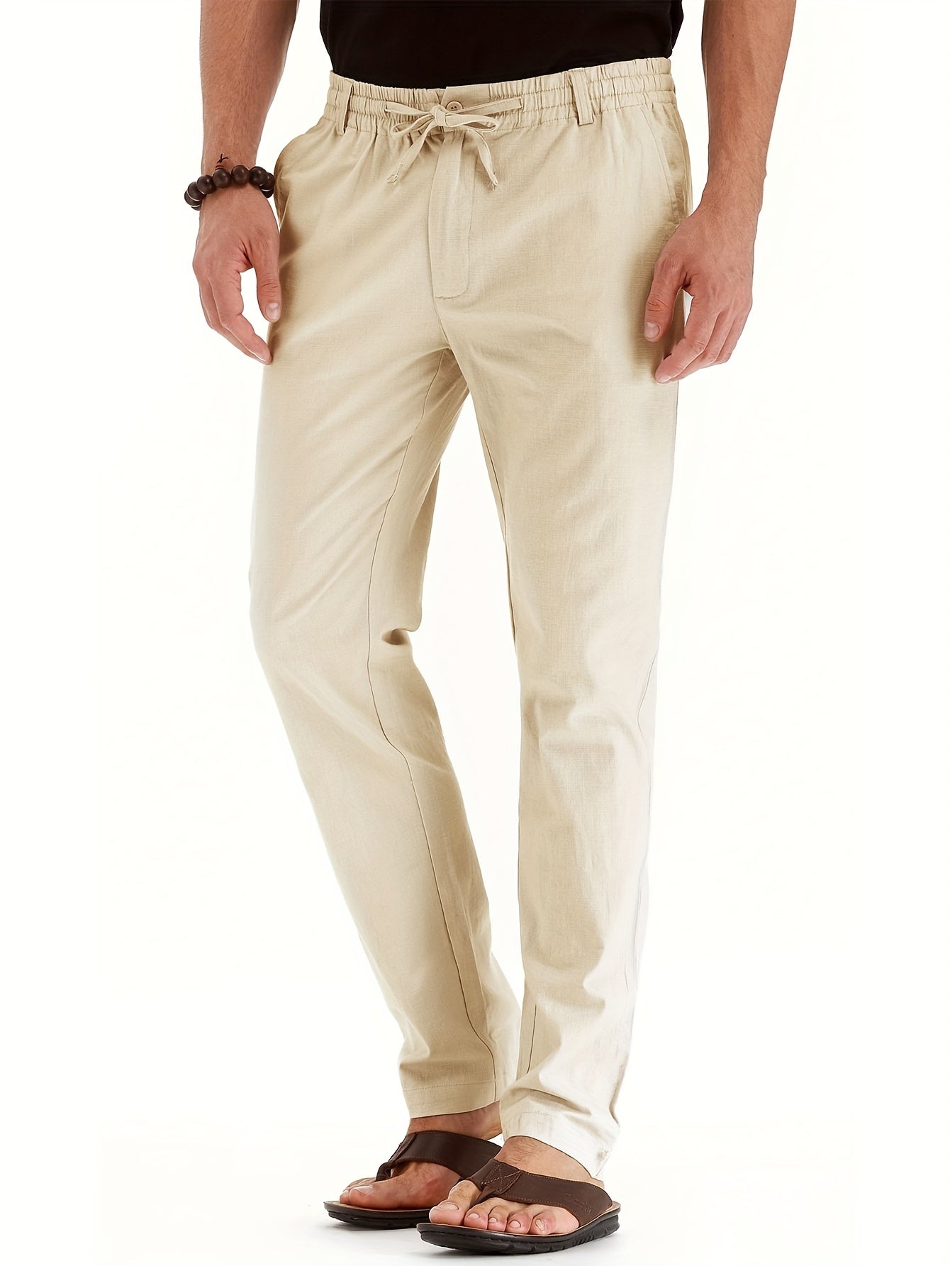 Heren broek met trekkoord – Comfortabele casual broek voor heren, katoen, slim fit