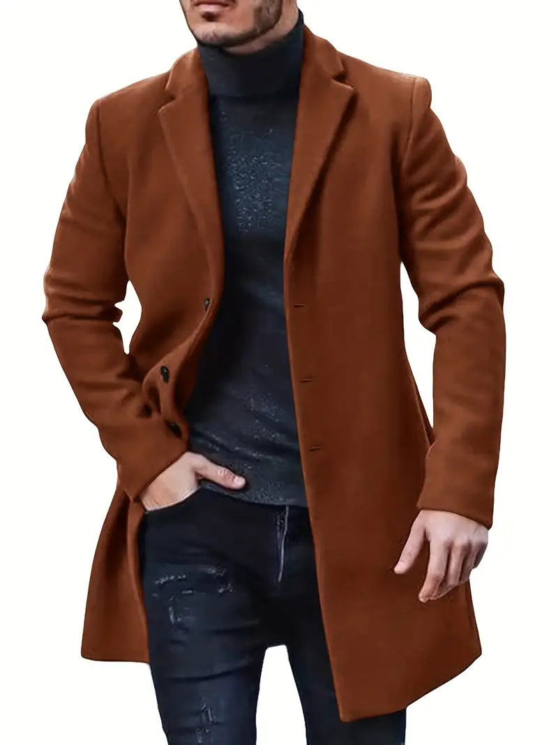 Trenchcoat Heren – Elegante Lange Jas van Hoogwaardige Materialen voor Koud Weer