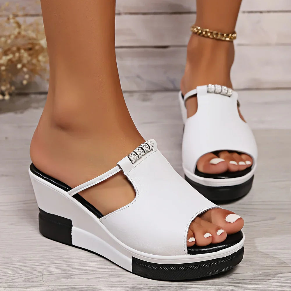 Hakken Sandalen Dames - Open Ontwerp - Gladde Synthetische Casual Schoenen