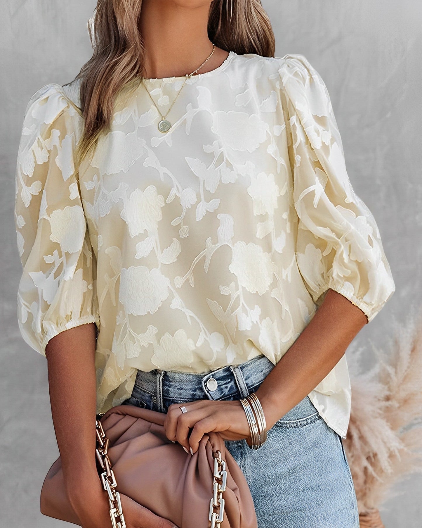 Blouse chiffon dames – Puffärmelig elegante top voor casual en feestelijke gelegenheden