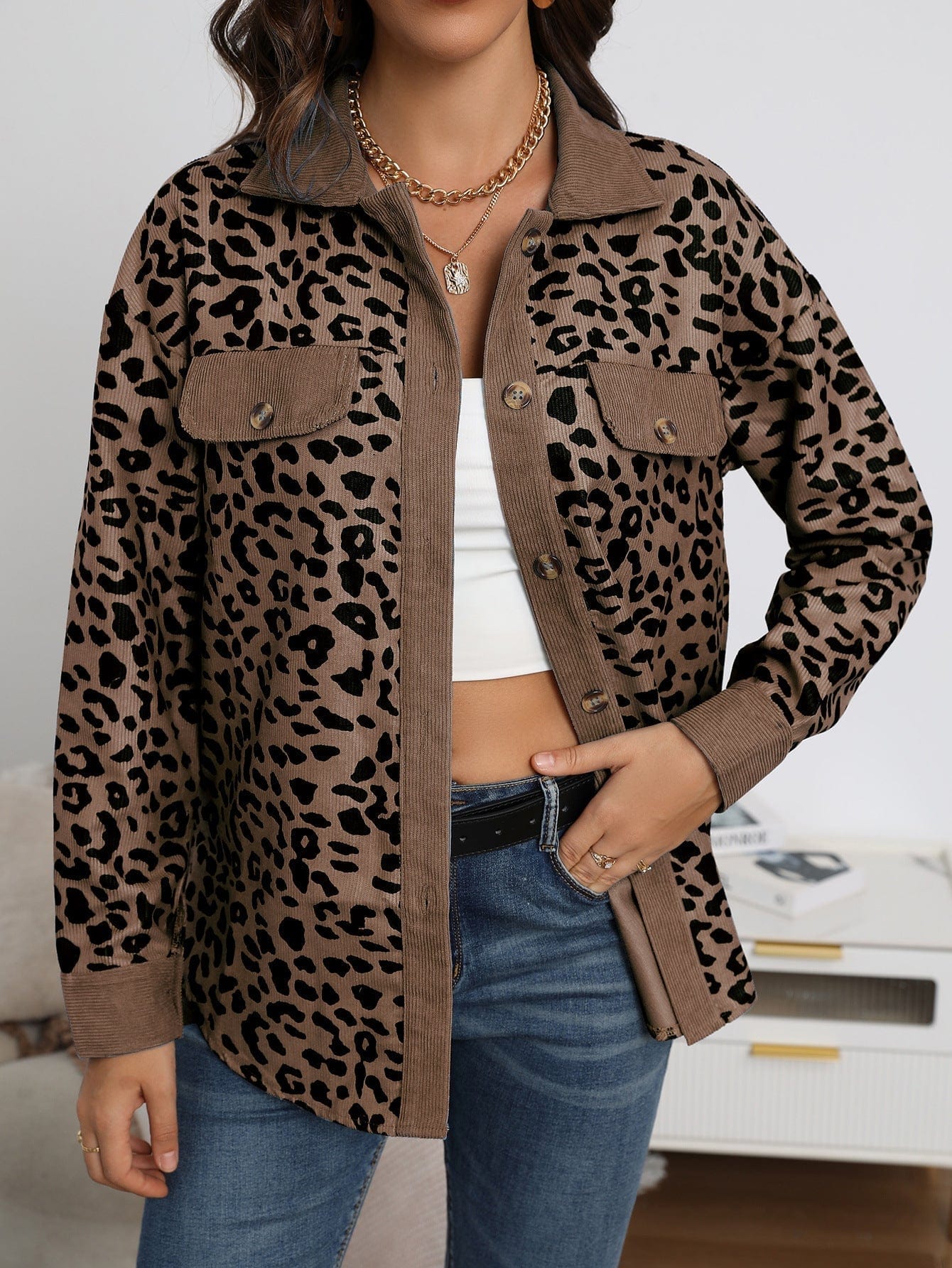 Dames Leopardenjacke – Trendy Damesjas met Luipaardprint voor Casual en Feest