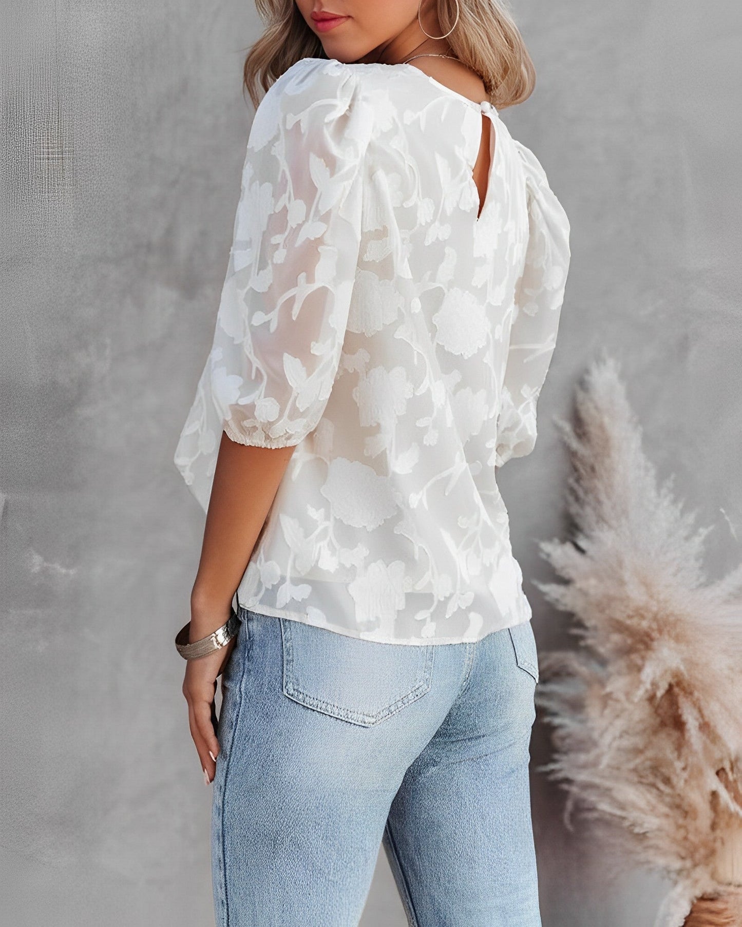 Blouse chiffon dames – Puffärmelig elegante top voor casual en feestelijke gelegenheden