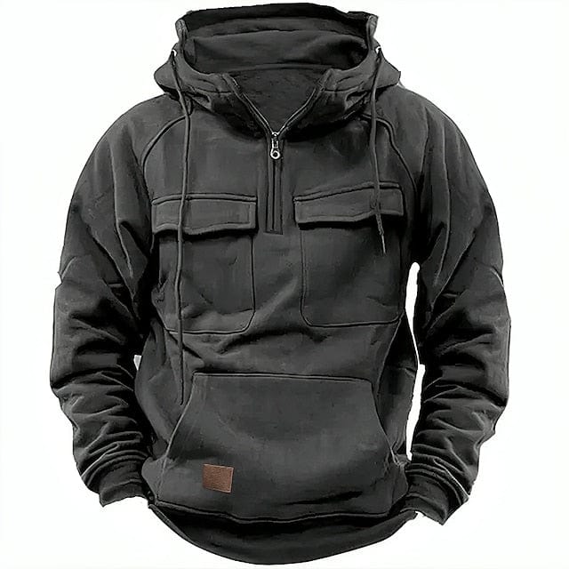 Heren Hoodie met Zakken – Comfortabele Zip-Up Hoodie van Katoen voor Casual Gebruik