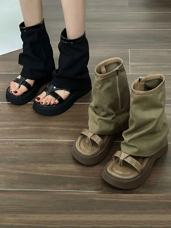 Dames Sandalen Stiefels - Elegante leren sandalen met hak voor zomer