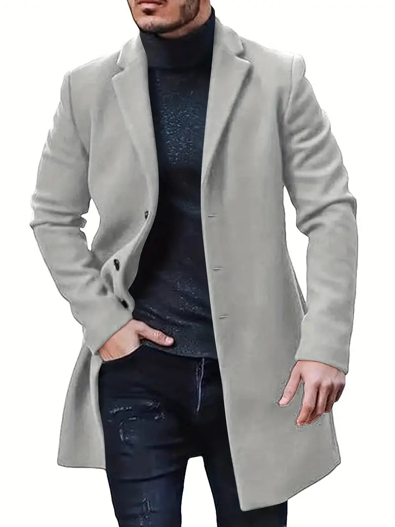 Trenchcoat Heren – Elegante Lange Jas van Hoogwaardige Materialen voor Koud Weer
