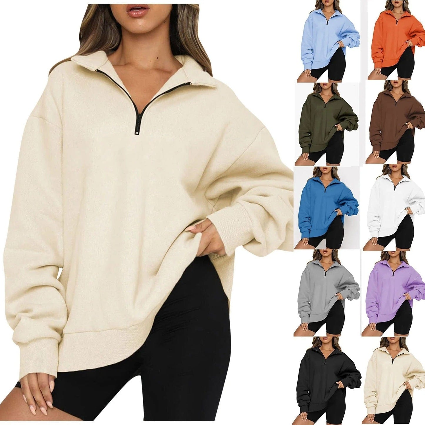 Casual Dames Trui - Zip-up Trui van Ademend Katoen voor Elke Gelegenheid