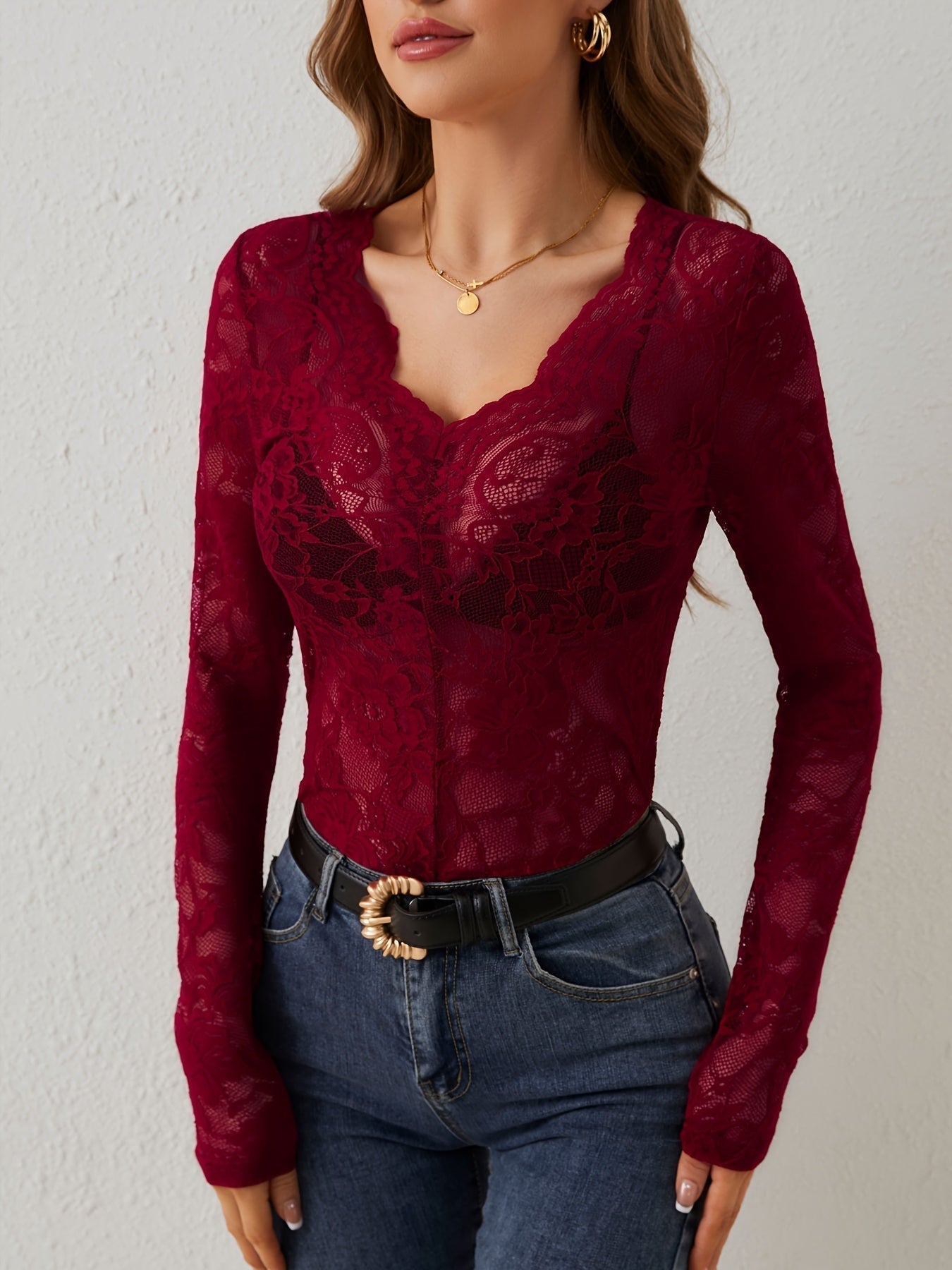 Kanten top dames – Elegante kanten blouse met verstelbare schouderbanden