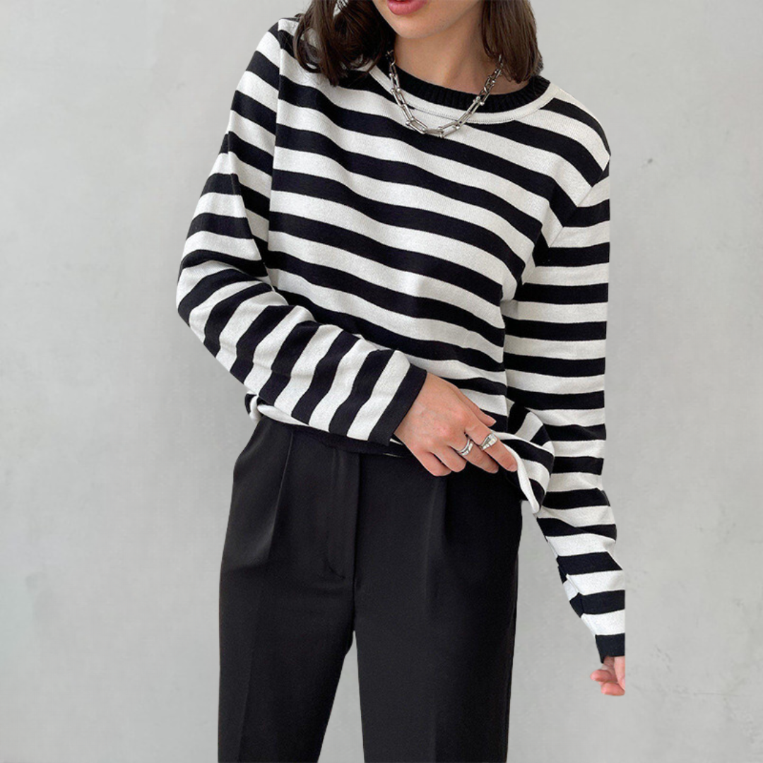 Gestreept dames top – Langarmige blouse met trendy strepen voor casual stijl