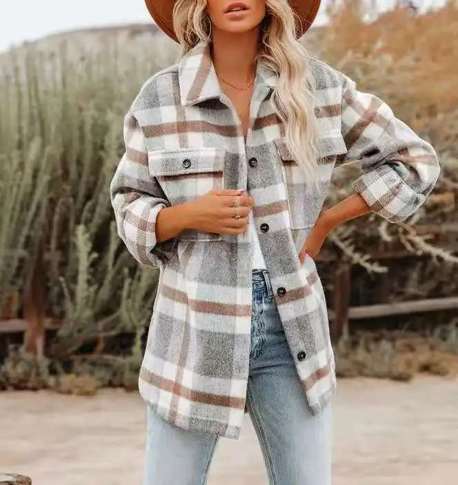 Geruit overhemd dames – Casual rustiek shirt met lange mouwen en katoen
