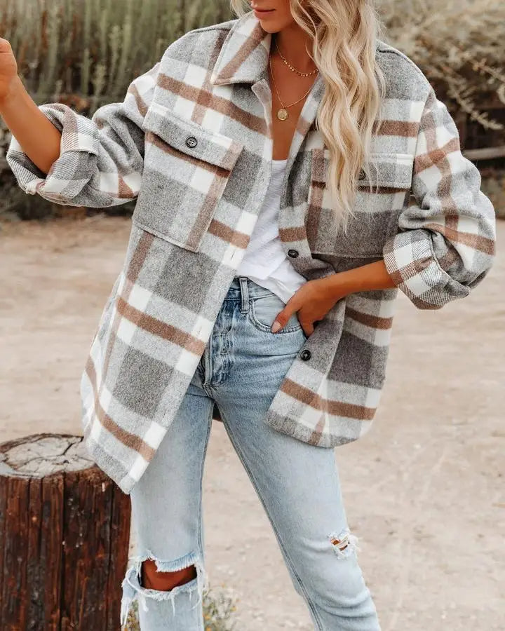 Geruit overhemd dames – Casual rustiek shirt met lange mouwen en katoen