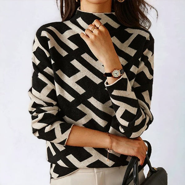 Geometrische Coltrui Dames – Warme en stijlvolle trui met geometrisch patroon