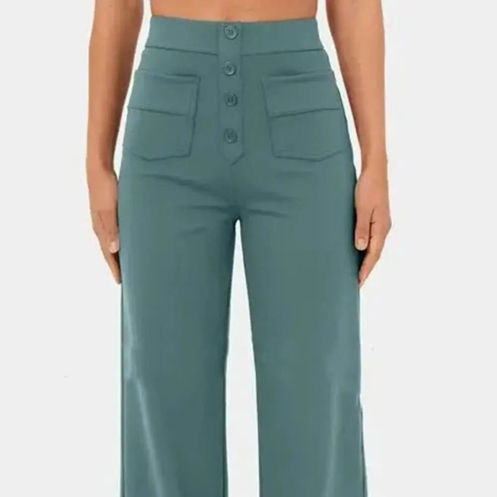 Broek met wijde pijpen dames – Hoge taille trendy broek voor casual en feestelijk gebruik