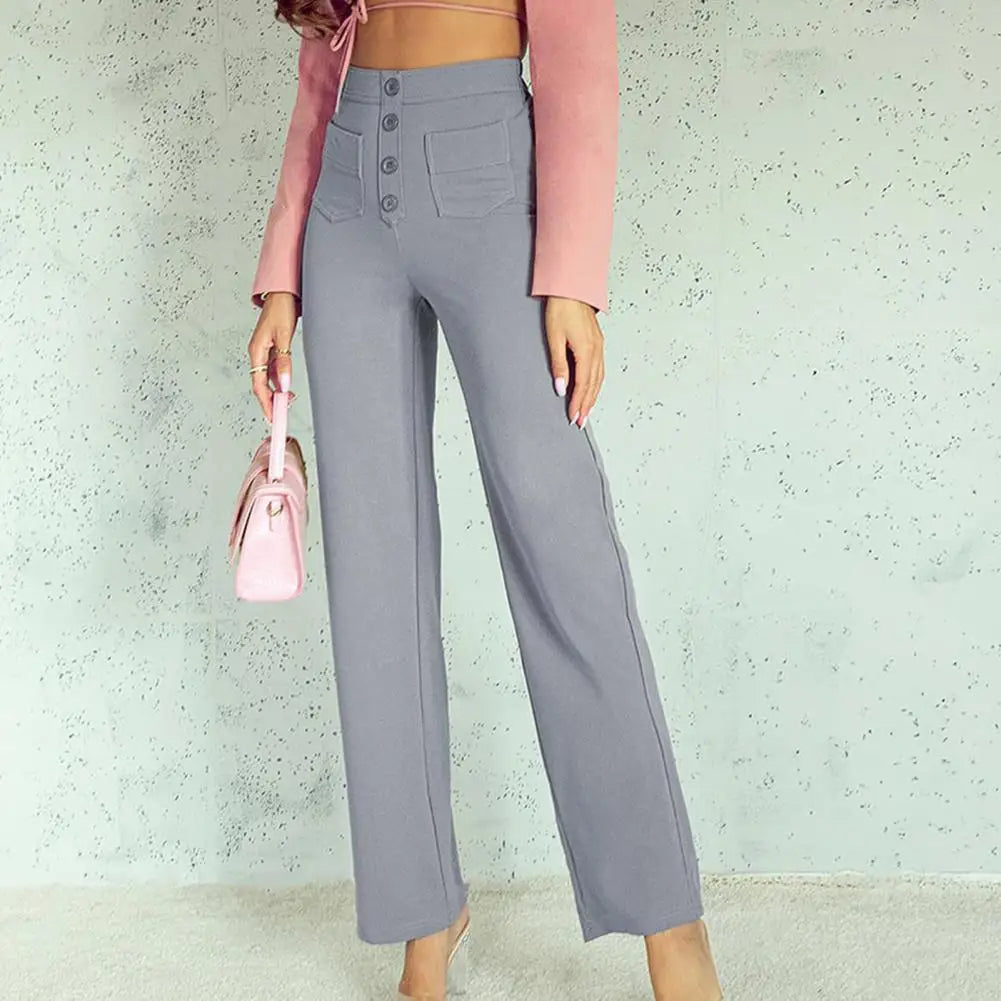 Broek met wijde pijpen dames – Hoge taille trendy broek voor casual en feestelijk gebruik