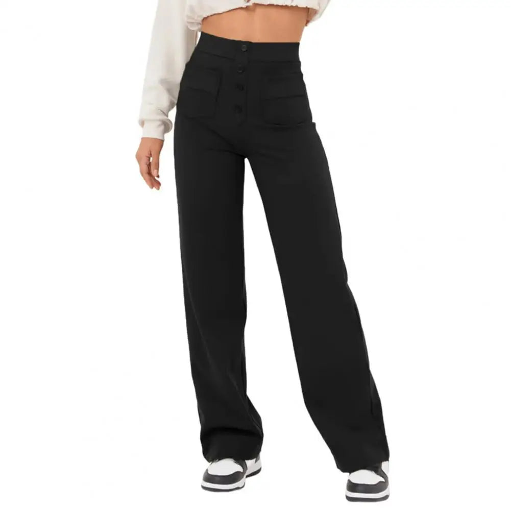 Broek met wijde pijpen dames – Hoge taille trendy broek voor casual en feestelijk gebruik