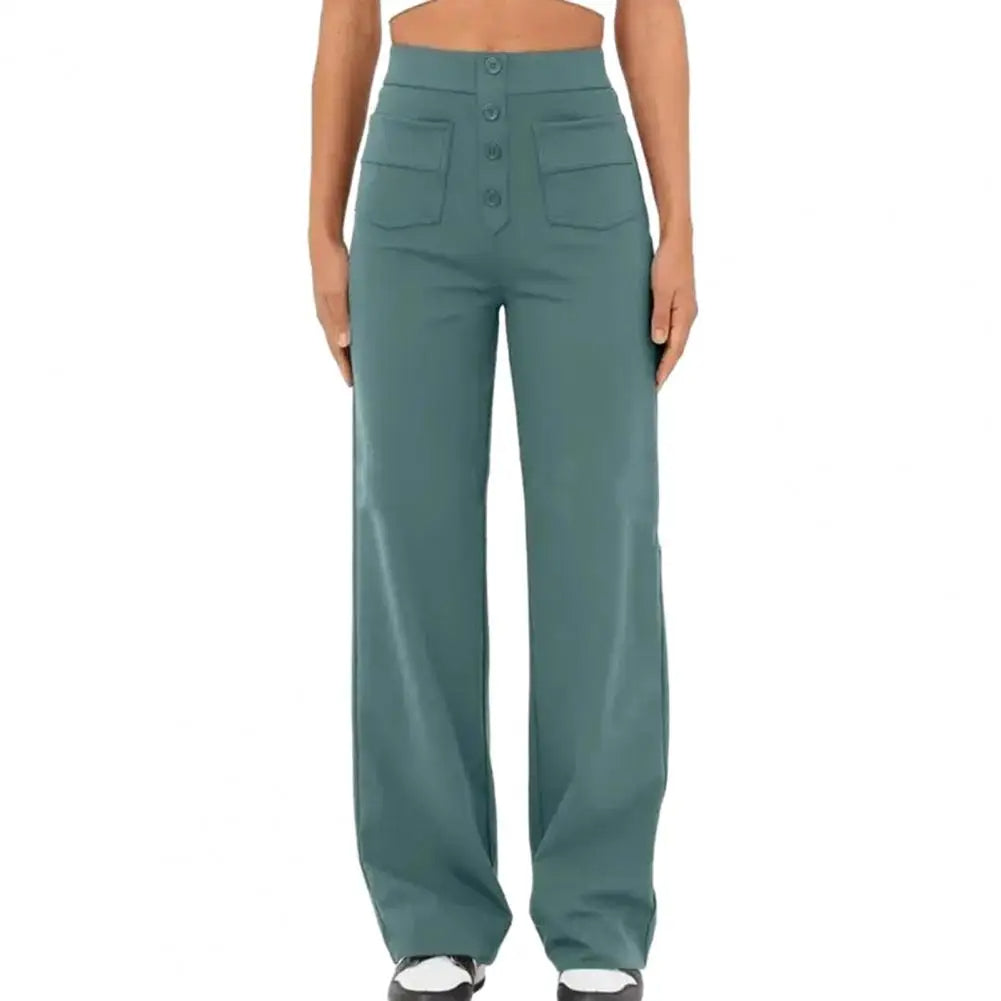Broek met wijde pijpen dames – Hoge taille trendy broek voor casual en feestelijk gebruik