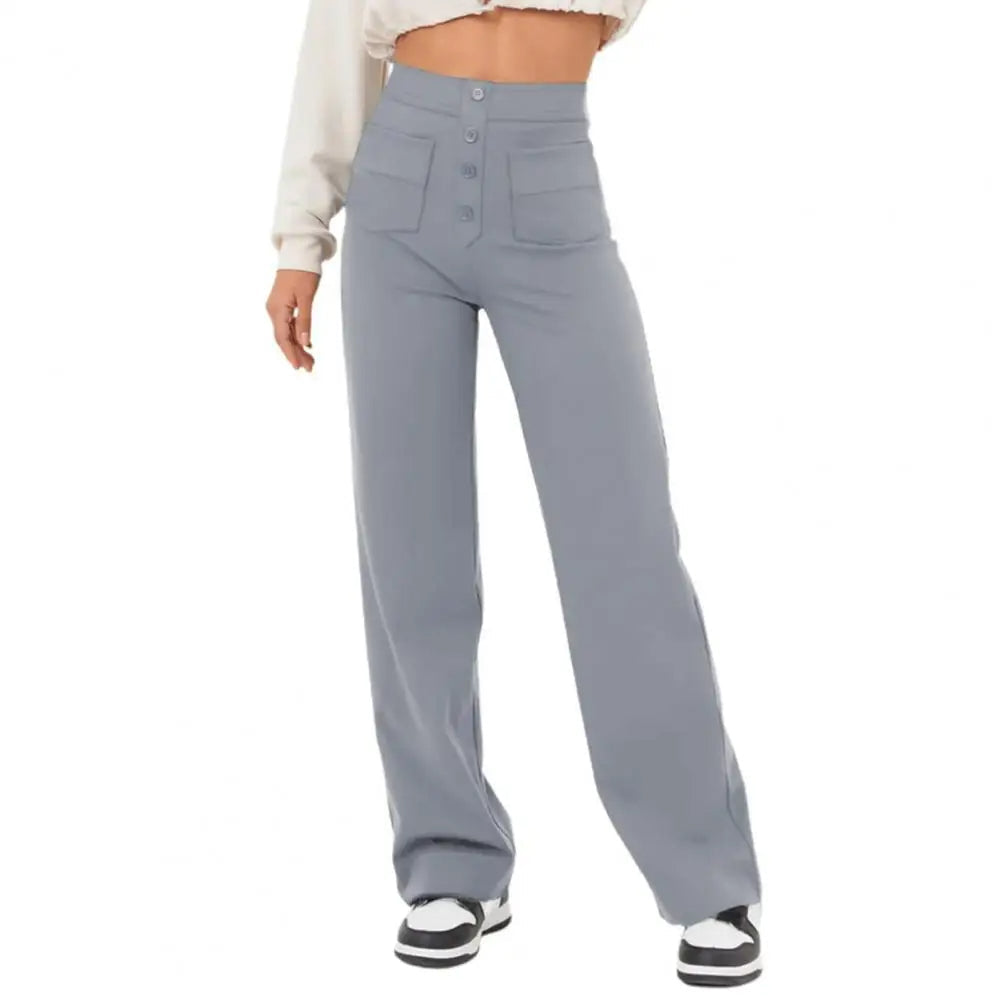 Broek met wijde pijpen dames – Hoge taille trendy broek voor casual en feestelijk gebruik