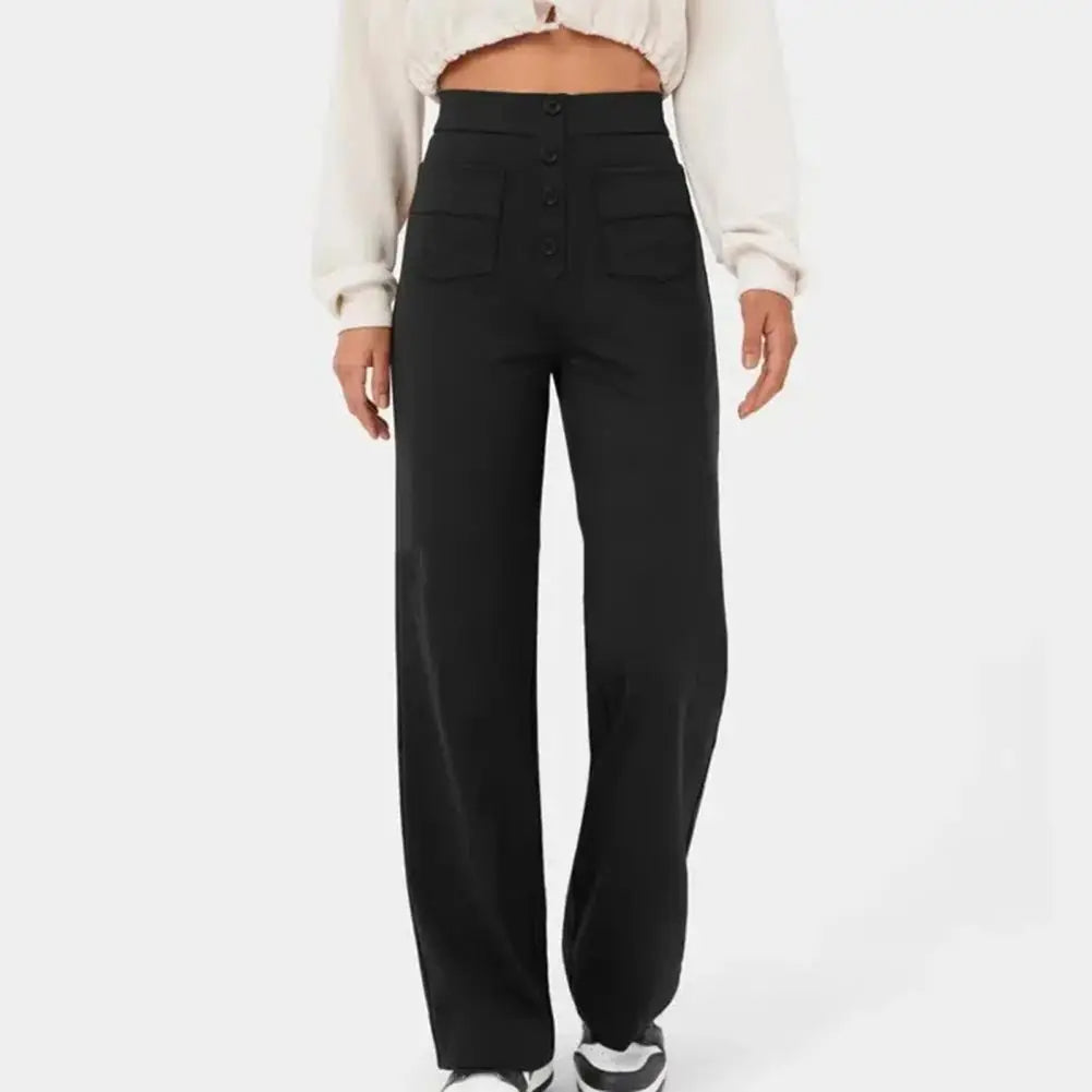 Broek met wijde pijpen dames – Hoge taille trendy broek voor casual en feestelijk gebruik