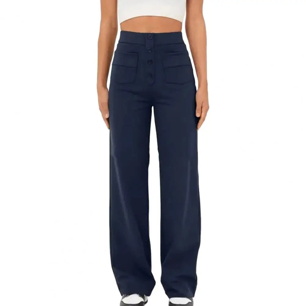Broek met wijde pijpen dames – Hoge taille trendy broek voor casual en feestelijk gebruik