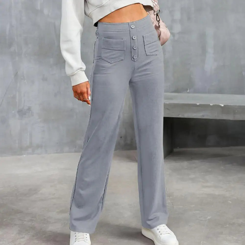 Broek met wijde pijpen dames – Hoge taille trendy broek voor casual en feestelijk gebruik