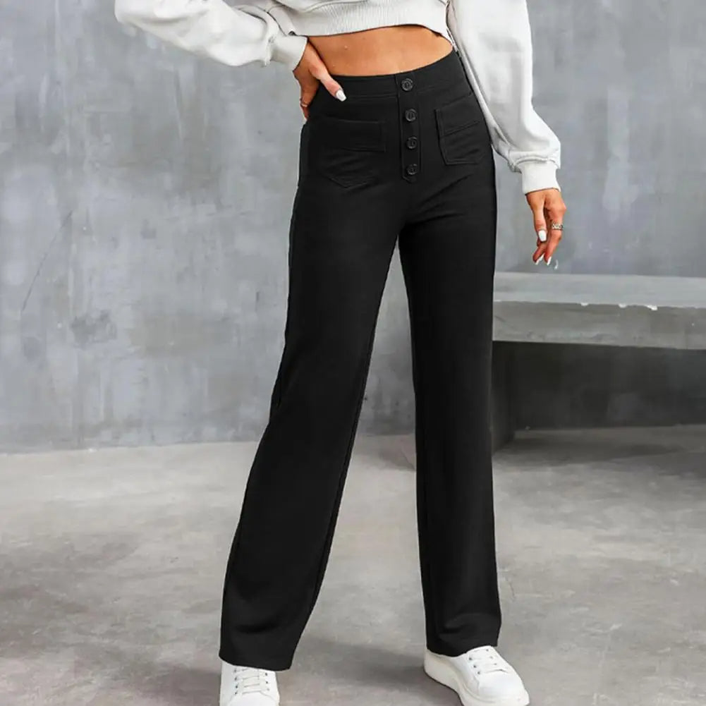 Broek met wijde pijpen dames – Hoge taille trendy broek voor casual en feestelijk gebruik