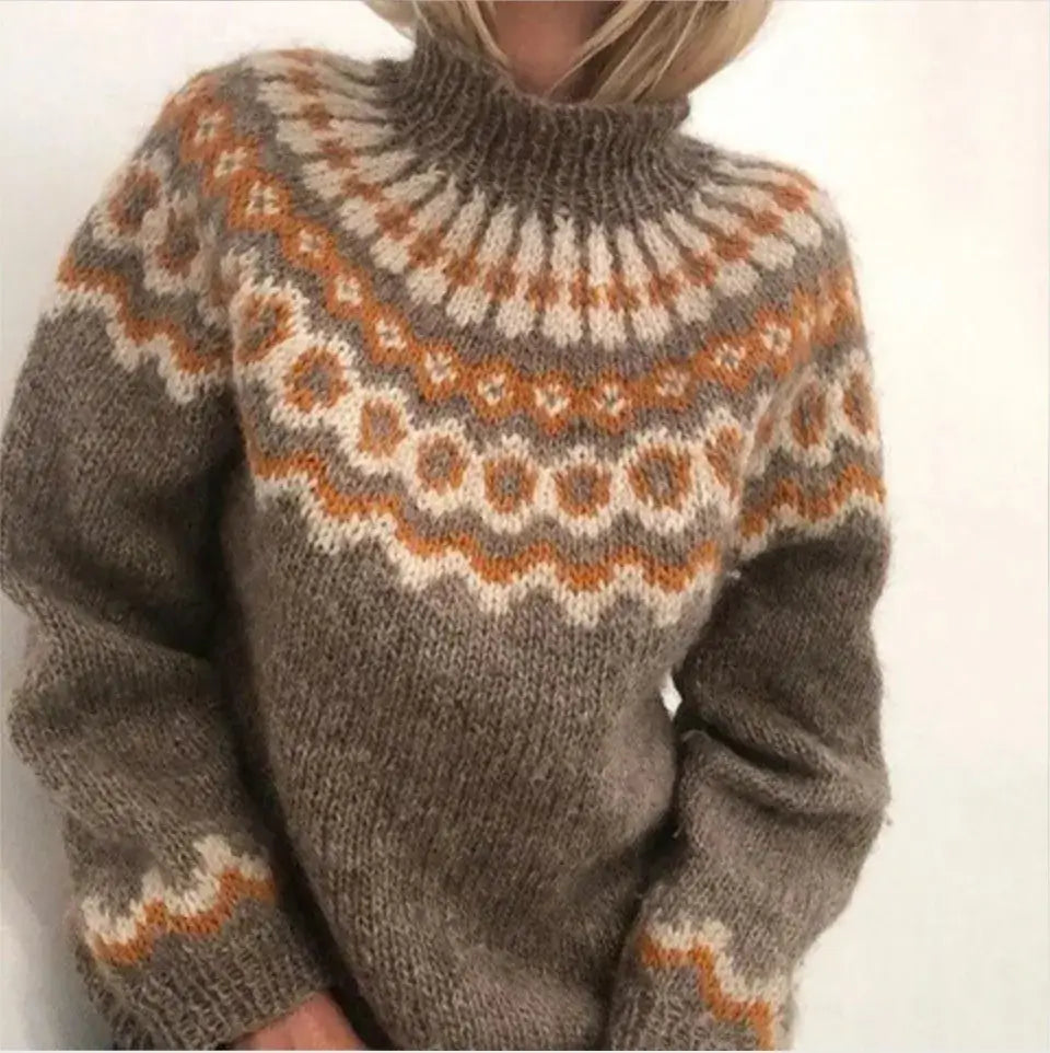 Dames-Trui – Comfortabele gebreide trui met ronde hals en lange mouwen