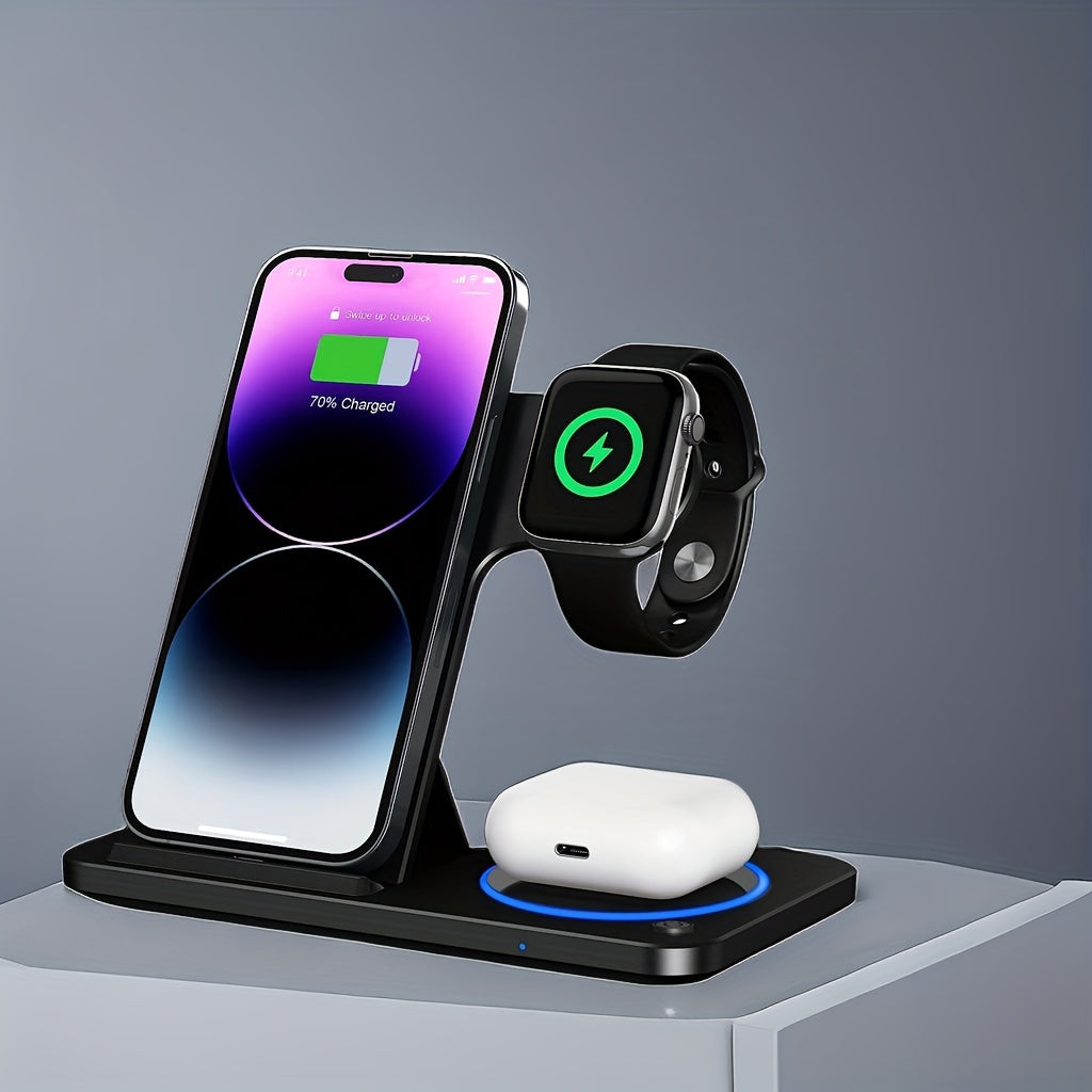 Draadloos Oplaadstation 3 in 1 Dock voor iPhone AirPods Apple Watch
