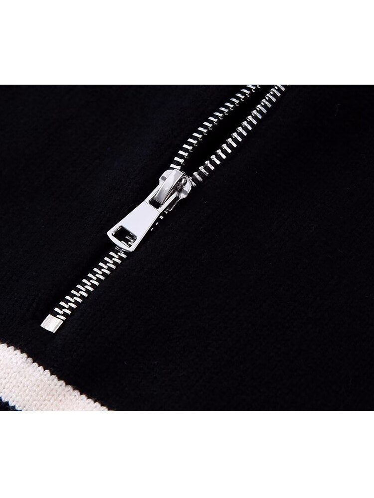 Gestreepte Pullover Dames – Comfortabele Rits Trui voor Casual en Sportief Gebruik