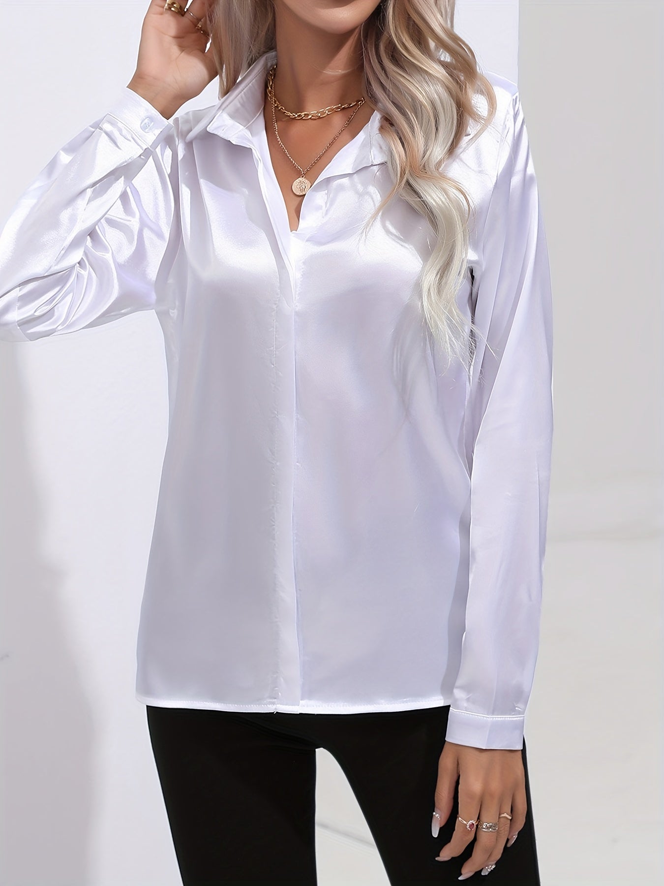 Lange mouwen blouse dames – Elegante blouse met comfortabele pasvorm en stijlvol design