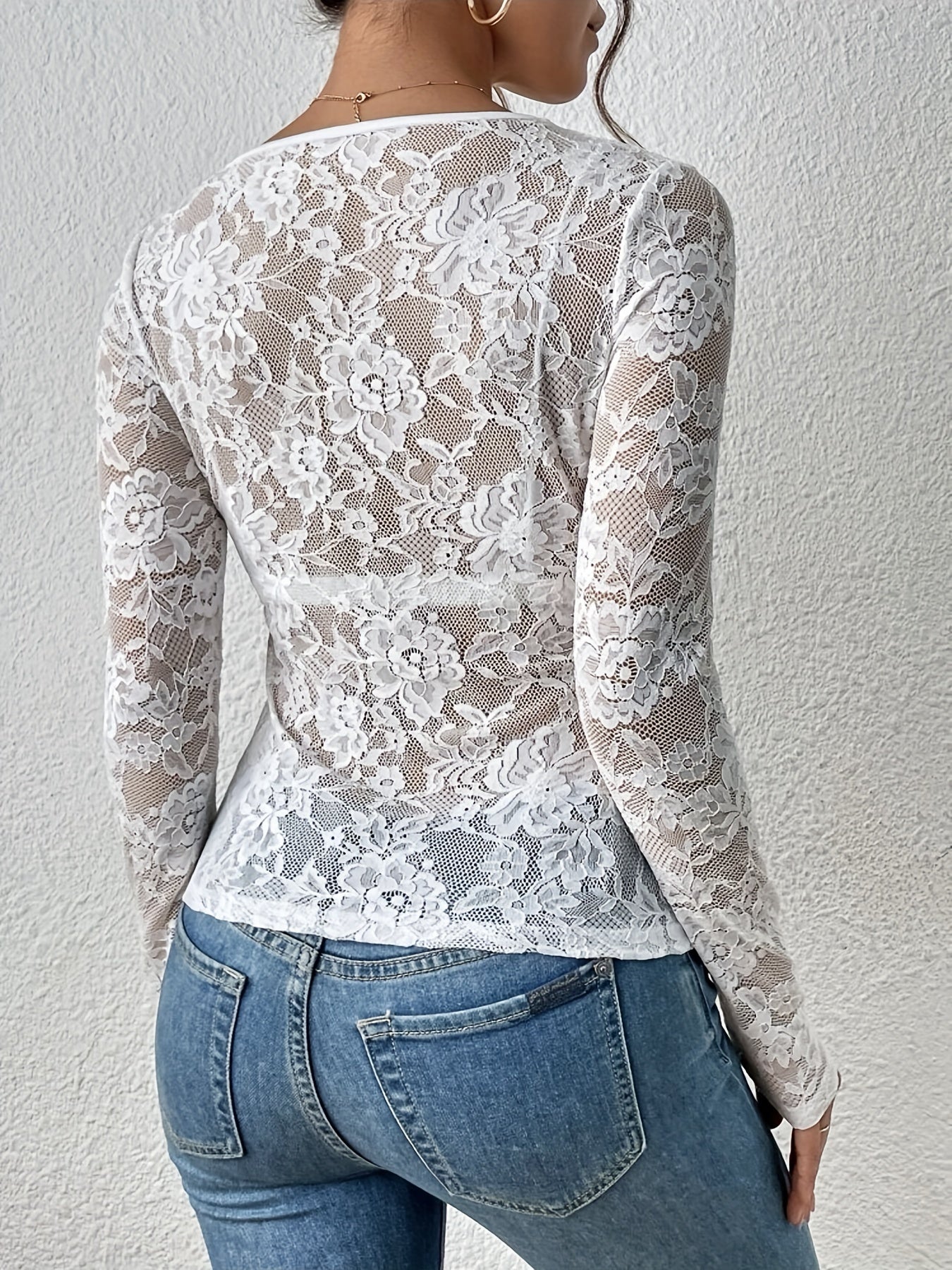 Kanten top dames – Elegante kanten blouse met verstelbare schouderbanden