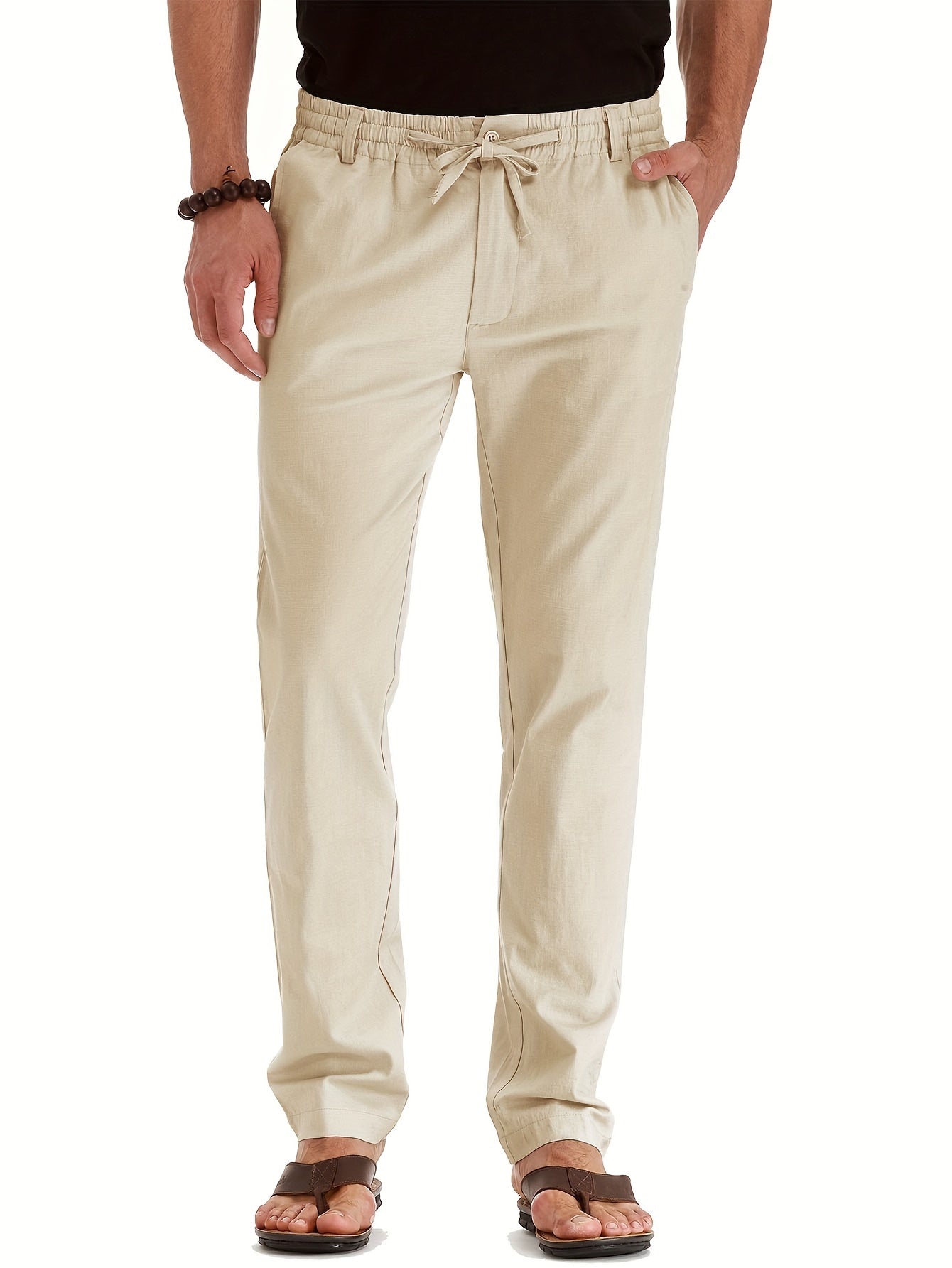 Heren broek met trekkoord – Comfortabele casual broek voor heren, katoen, slim fit
