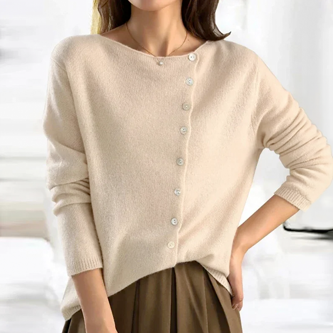 Damespullover met knopen – Elegante trui voor dames van zachte stof en trendy design