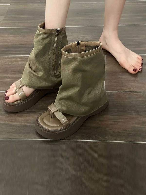 Dames Sandalen Stiefels - Elegante leren sandalen met hak voor zomer