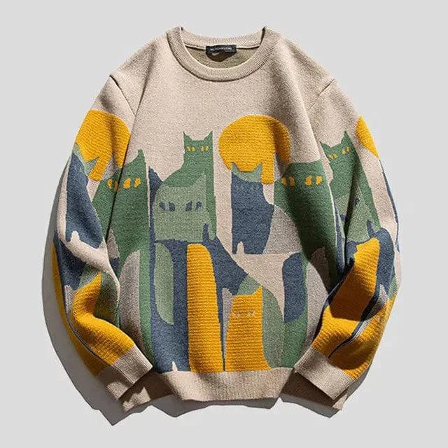 Trui met kattenpatroon dames – Comfortabele pullover voor kattenliefhebbers