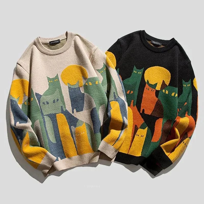Trui met kattenpatroon dames – Comfortabele pullover voor kattenliefhebbers