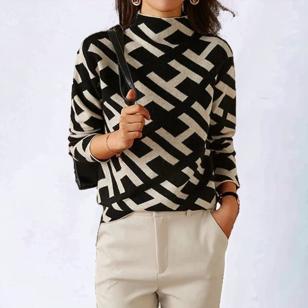 Geometrische Coltrui Dames – Warme en stijlvolle trui met geometrisch patroon